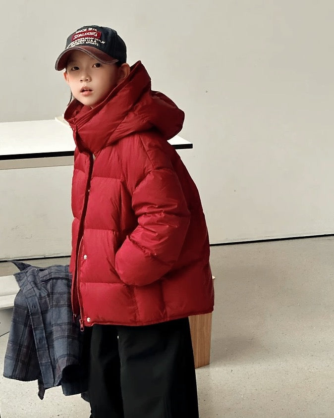 【110-160cm】フロントジップ&スナップボタンダウンジャケット