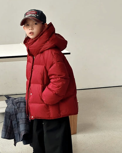 【110-160cm】フロントジップ&スナップボタンダウンジャケット