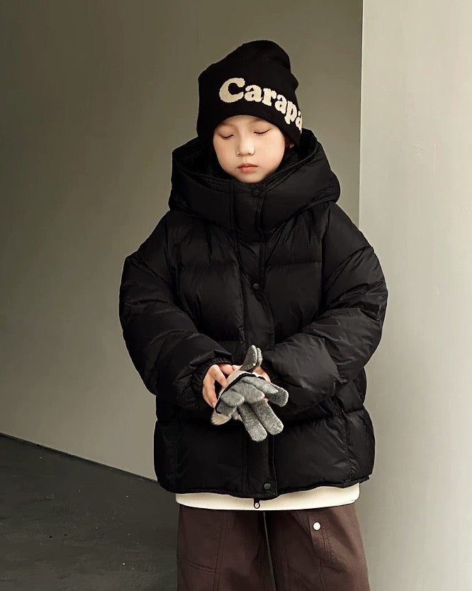 【110-160cm】フロントジップ&スナップボタンダウンジャケット