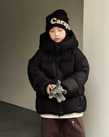 【110-160cm】フロントジップ&スナップボタンダウンジャケット
