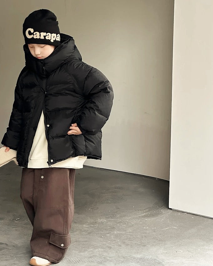 【110-160cm】フロントジップ&スナップボタンダウンジャケット