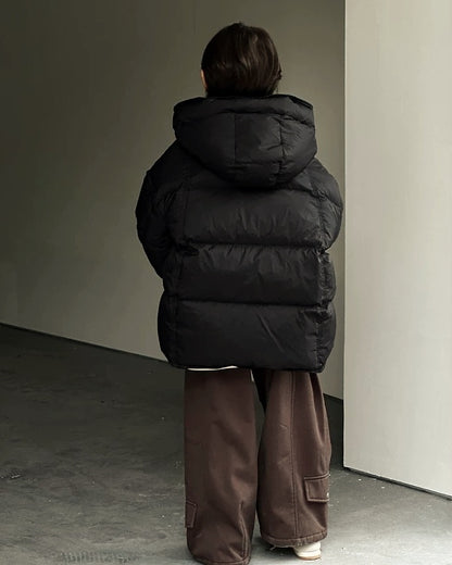 【110-160cm】フロントジップ&スナップボタンダウンジャケット