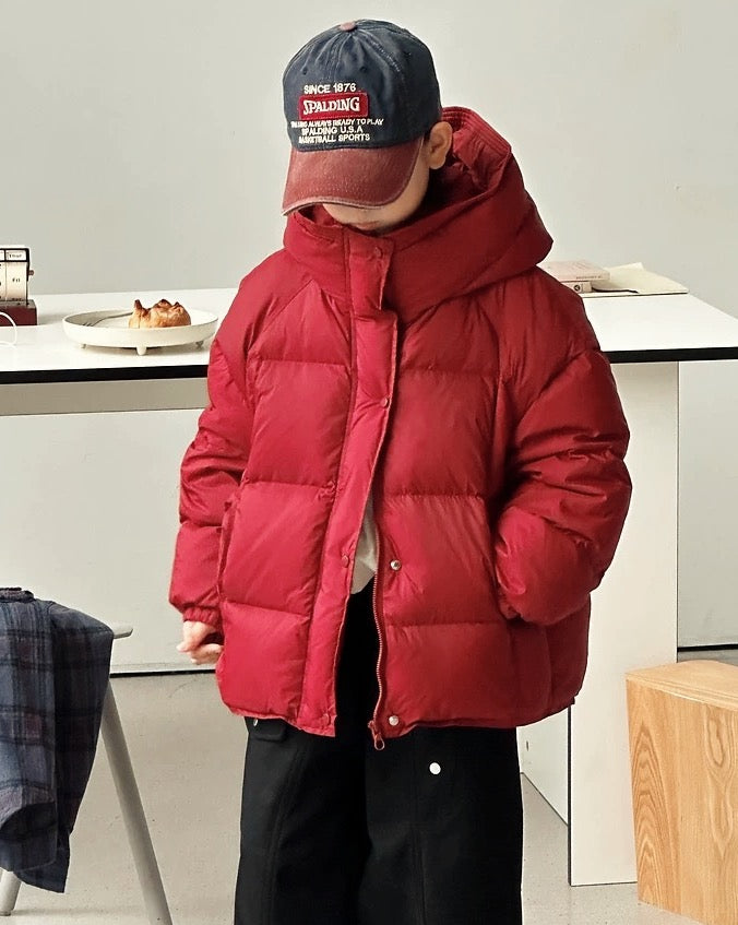 【110-160cm】フロントジップ&スナップボタンダウンジャケット