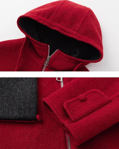 【100-160cm】ダブルフェイスウールコート