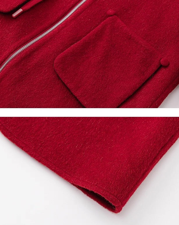 【100-160cm】ダブルフェイスウールコート