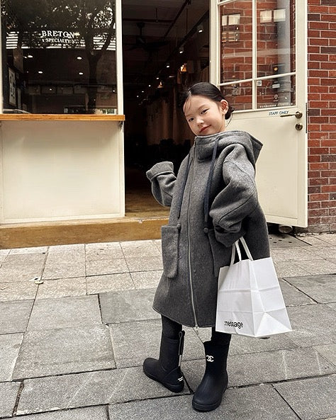 【100-160cm】ダブルフェイスウールコート