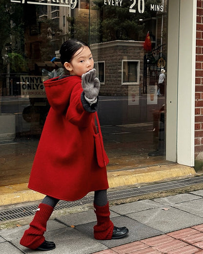 【100-160cm】ダブルフェイスウールコート