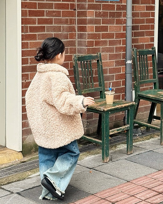 【100-160cm】襟付きミディアムボアジャケット