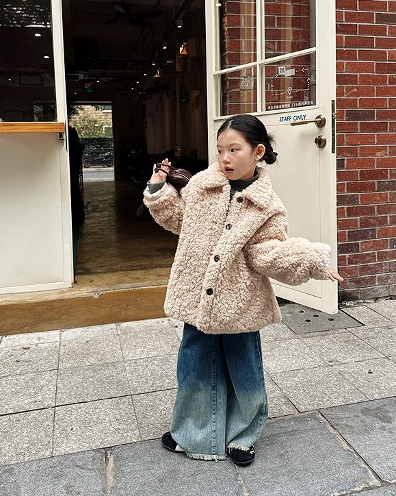 【100-160cm】襟付きミディアムボアジャケット