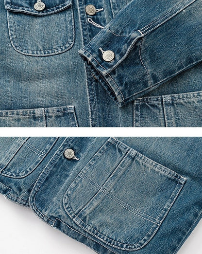 【100-160cm】親子お揃い コーデュロイカラーデニムジャケット