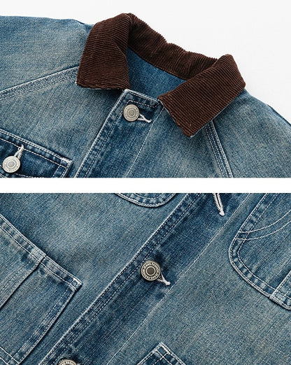 【100-160cm】親子お揃い コーデュロイカラーデニムジャケット