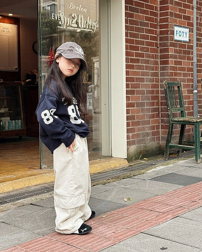 【100-160cm】ナンバリング裏起毛スウェットプルオーバー