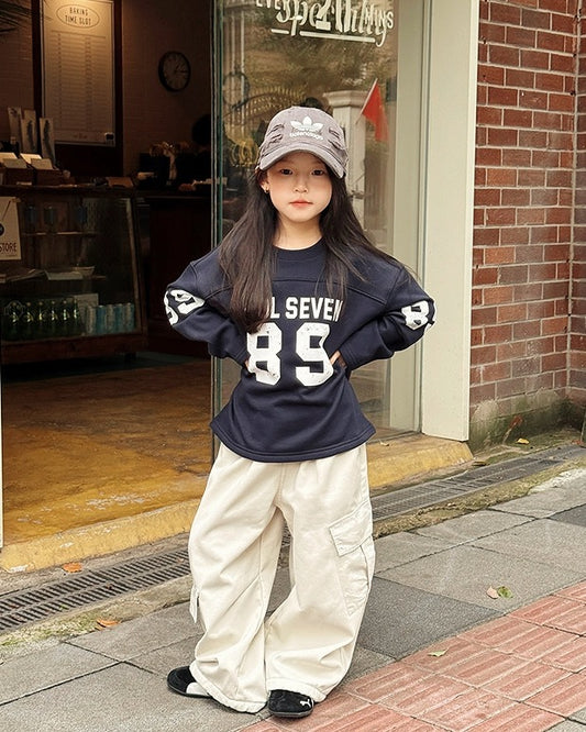 【100-160cm】ナンバリング裏起毛スウェットプルオーバー