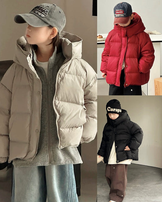 【110-160cm】フロントジップ&スナップボタンダウンジャケット