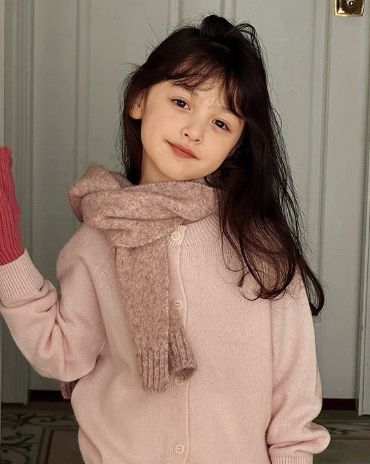 【100-160cm】親子お揃い クルーネックウールカーディガン