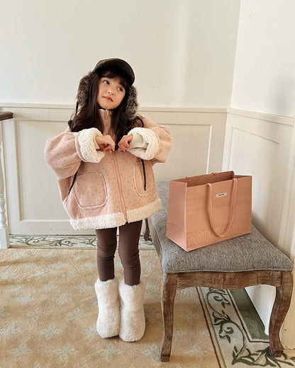 【100-160cm】フロントジップボアジャケット