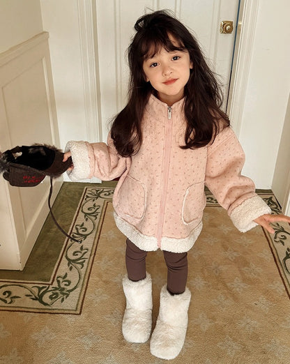 【100-160cm】フロントジップボアジャケット