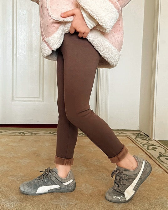 【100-160cm】裏起毛ブラウンレギンス