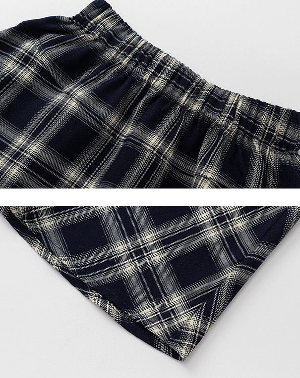 【100-160cm】チェック柄ロングフレアスカート