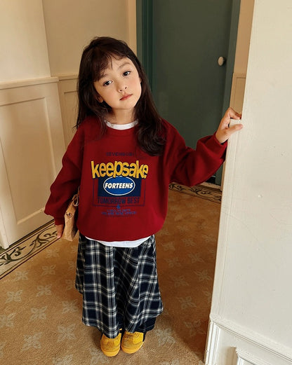 【100-160cm】チェック柄ロングフレアスカート