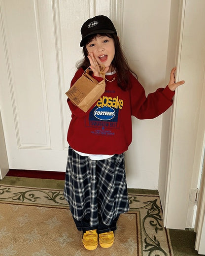 【100-160cm】チェック柄ロングフレアスカート