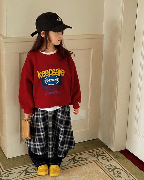 【100-160cm】チェック柄ロングフレアスカート