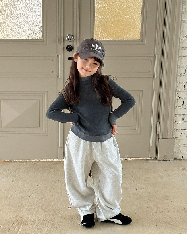 【100-160cm】ウール混モックネックバイカラーニット