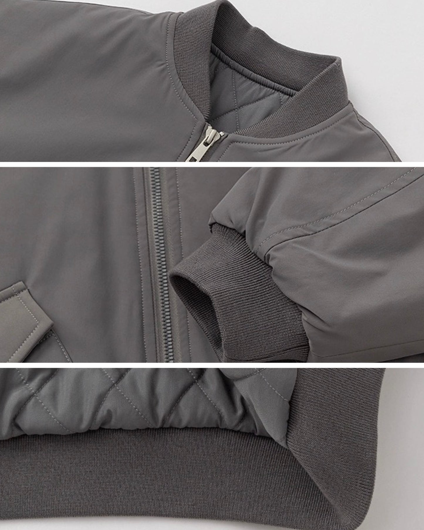 【100-160cm】親子お揃い ノーカラー中綿ブルゾン