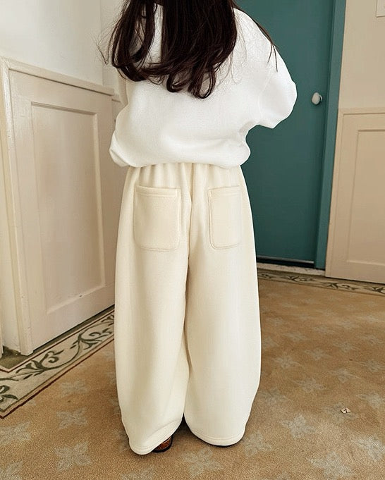 【100-160cm】裏起毛ワイドイージーパンツ
