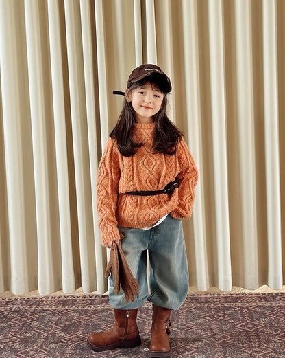 【100-160cm】裏起毛バルーンデニムパンツ