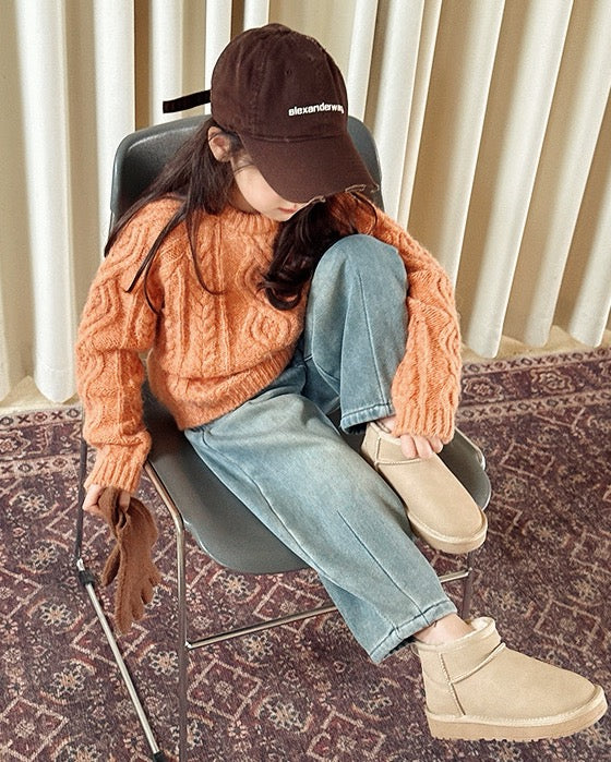 【100-160cm】裏起毛バルーンデニムパンツ