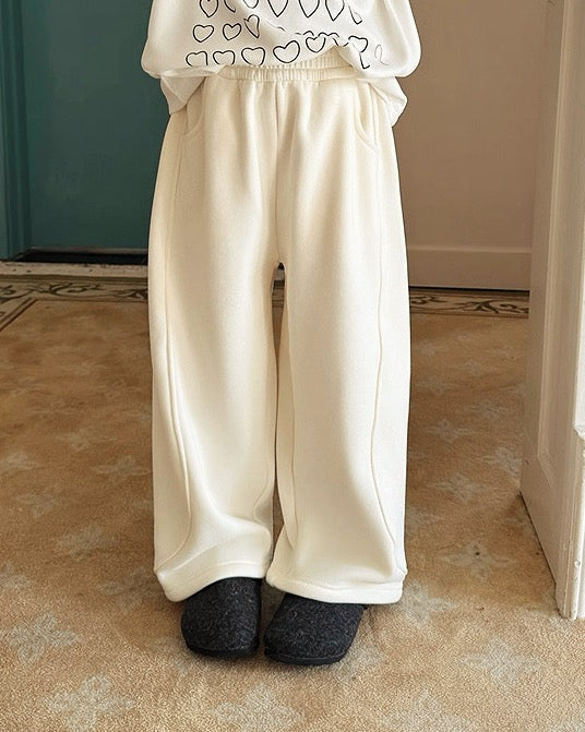 【100-160cm】裏起毛ワイドイージーパンツ