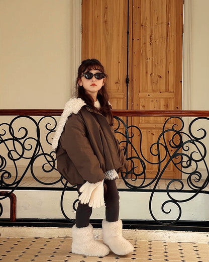 【100-160cm】2wayボアライニングフードバルーンブルゾン