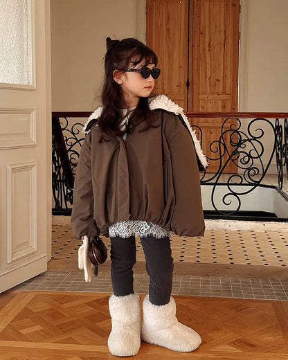 【100-160cm】2wayボアライニングフードバルーンブルゾン