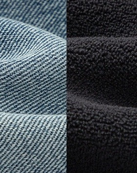 【100-160cm】裏起毛レイヤード風デニムワイドパンツ