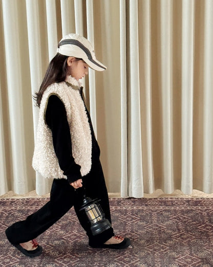 【100-160cm】ボアフリース ジップベスト