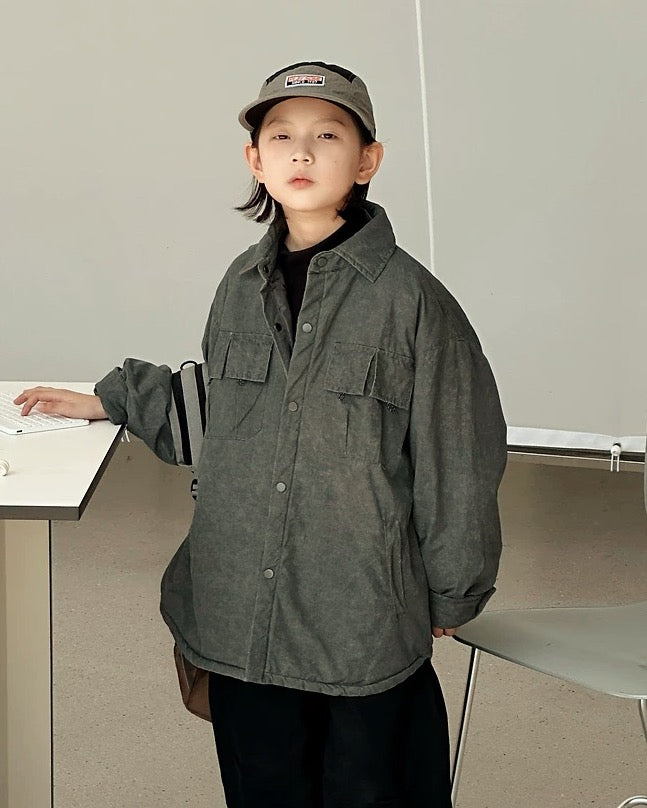 【110-160cm】キルティングライナー シャツジャケット