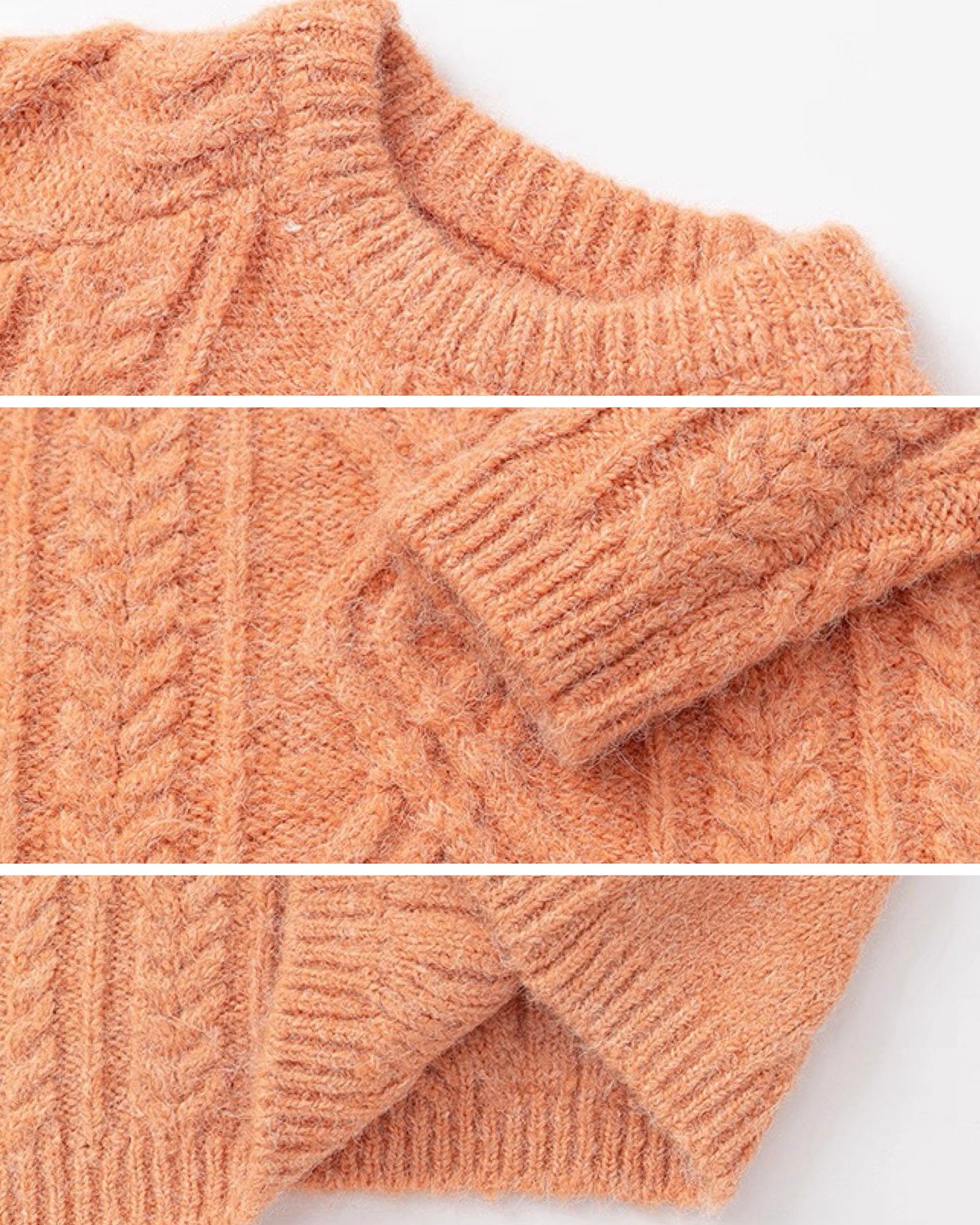 【100-160cm】ウールケーブルニットプルオーバー