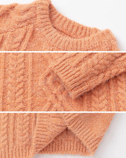 【100-160cm】ウールケーブルニットプルオーバー