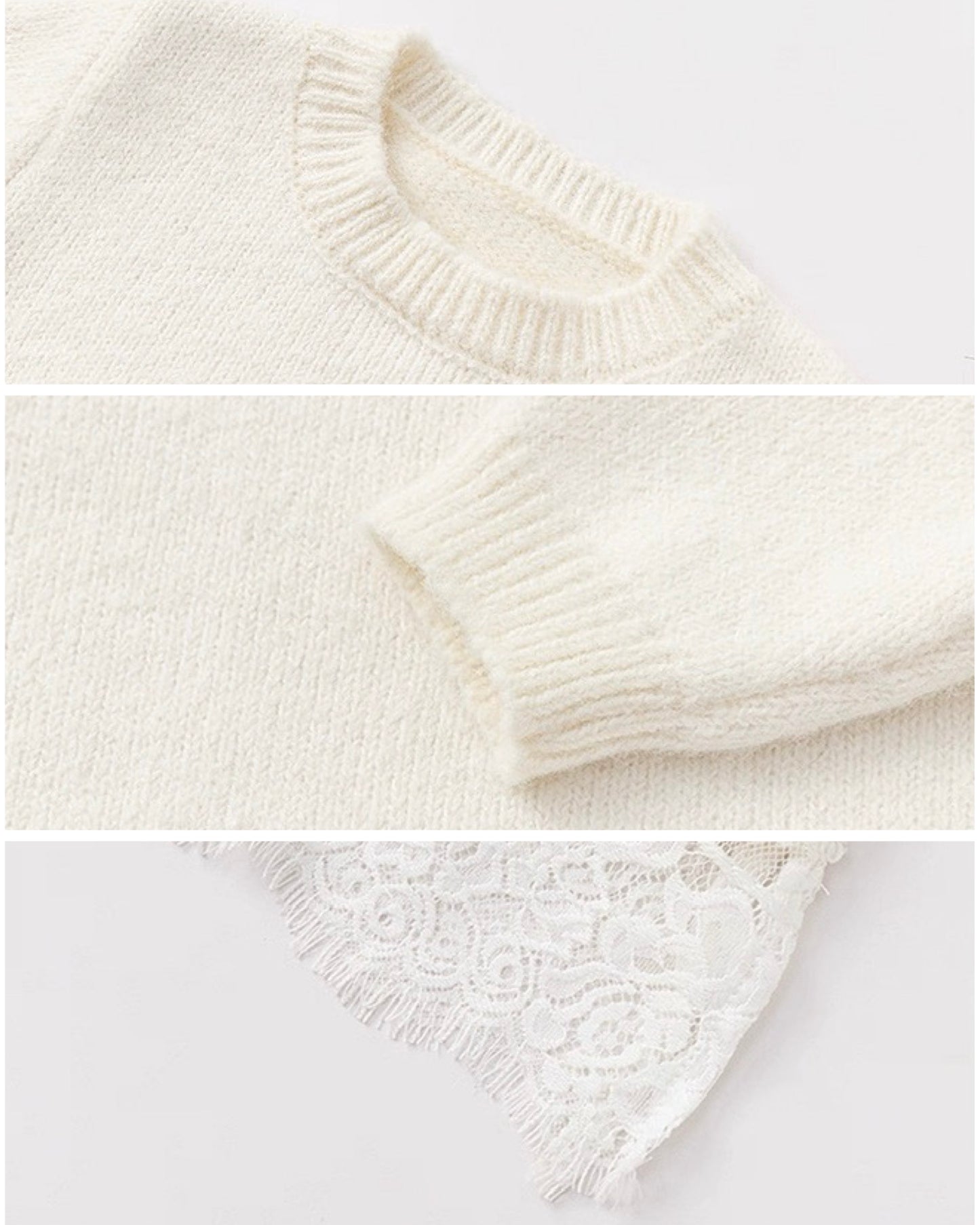 【100-160cm】ウール混レーストリムニットチュニック