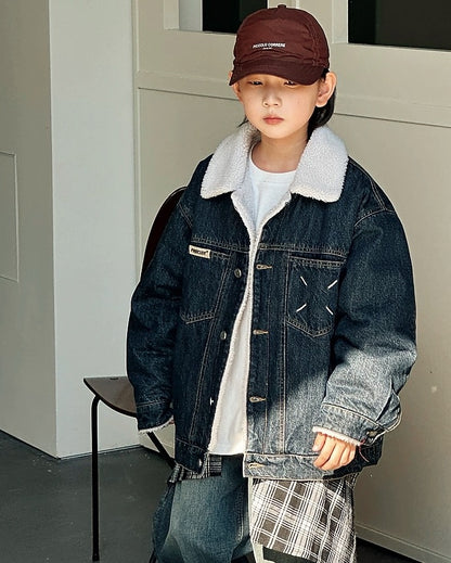 【110-160cm】ボアライニング デニムジャケット
