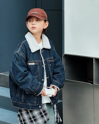 【110-160cm】ボアライニング デニムジャケット