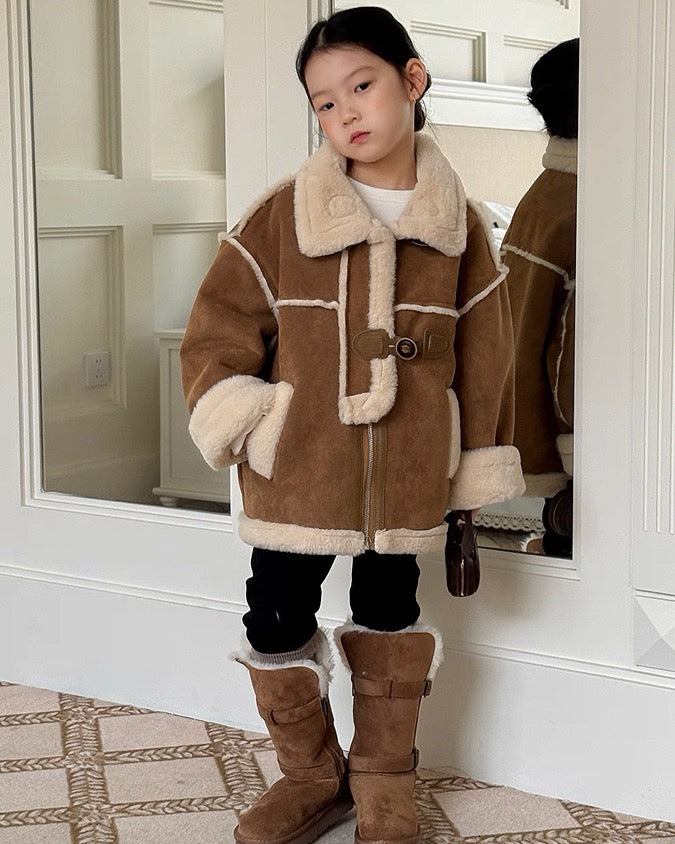 【110-160cm】親子お揃い ムートンボアジャケット