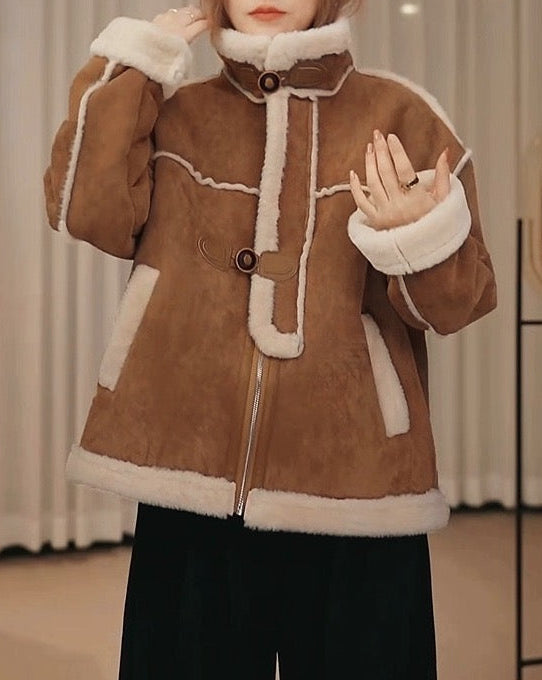 【110-160cm】親子お揃い ムートンボアジャケット