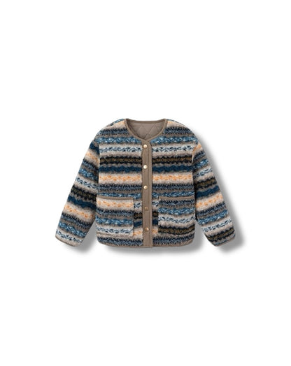 【100-160cm】裏キルティング ボア ノーカラー ジャケット