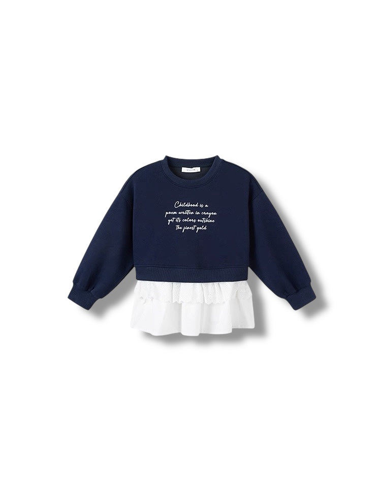 【100-160cm】レイヤードレーススウェットプルオーバー