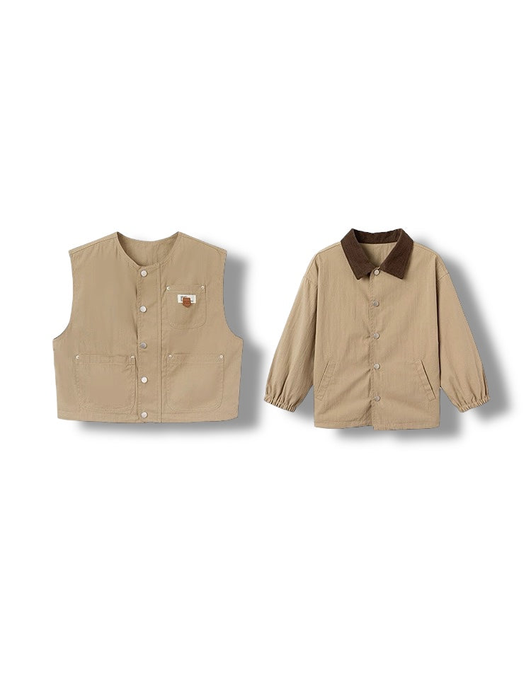 【100-160cm】ツイル2wayジャケットセット