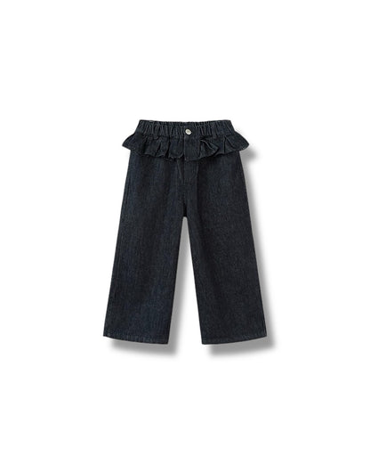 【100-160cm】ウエストフリルジーンズ