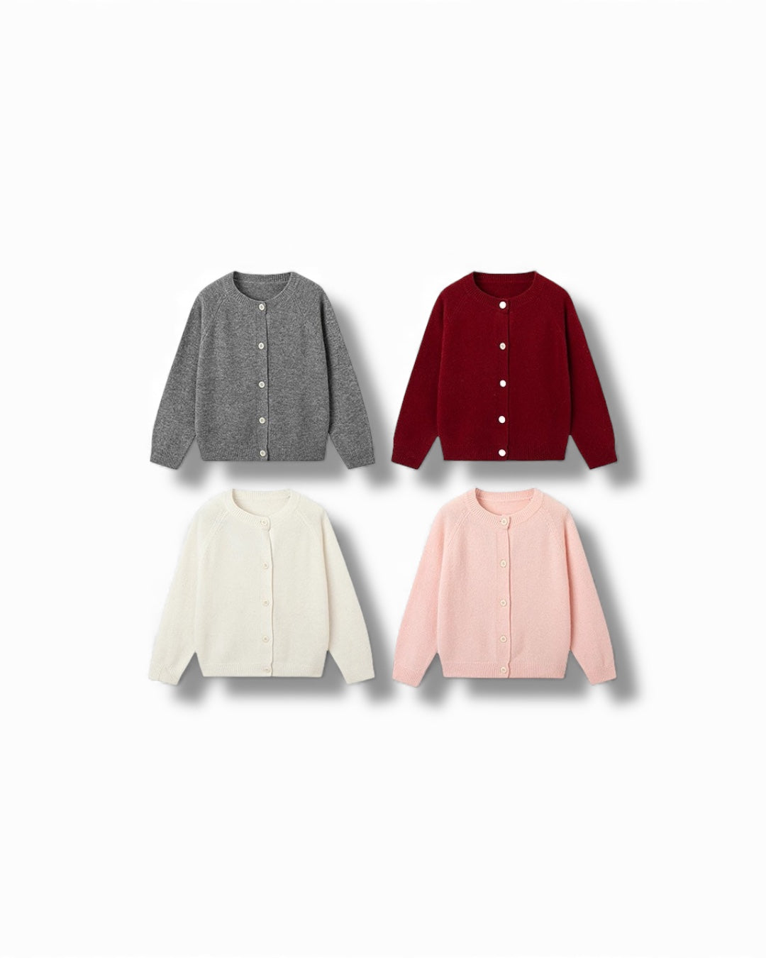 【100-160cm】親子お揃い クルーネックウールカーディガン