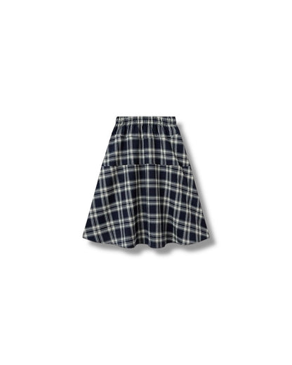 【100-160cm】チェック柄ロングフレアスカート